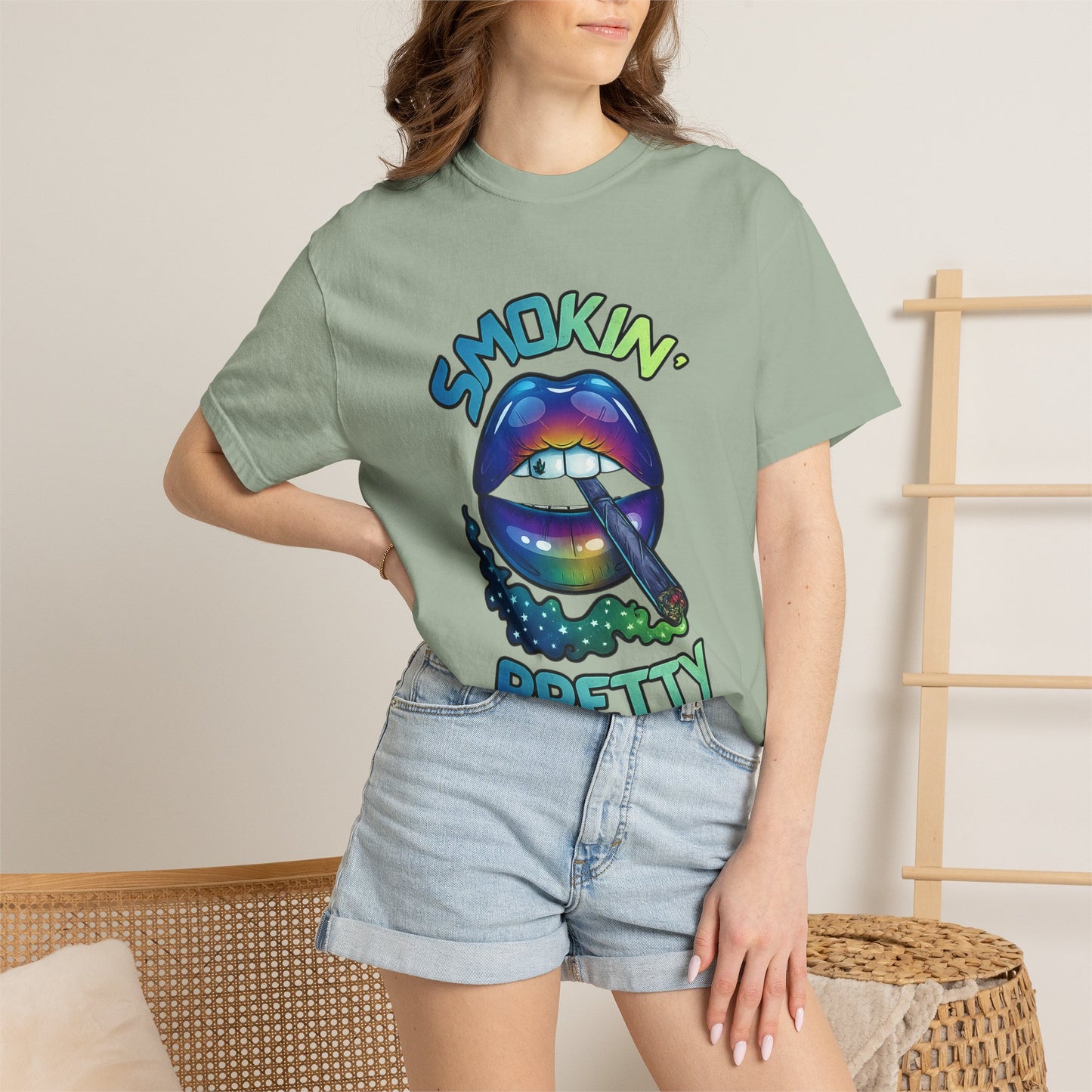 Smokin' Pretty Rainbow Lip Graphic T-Shirt