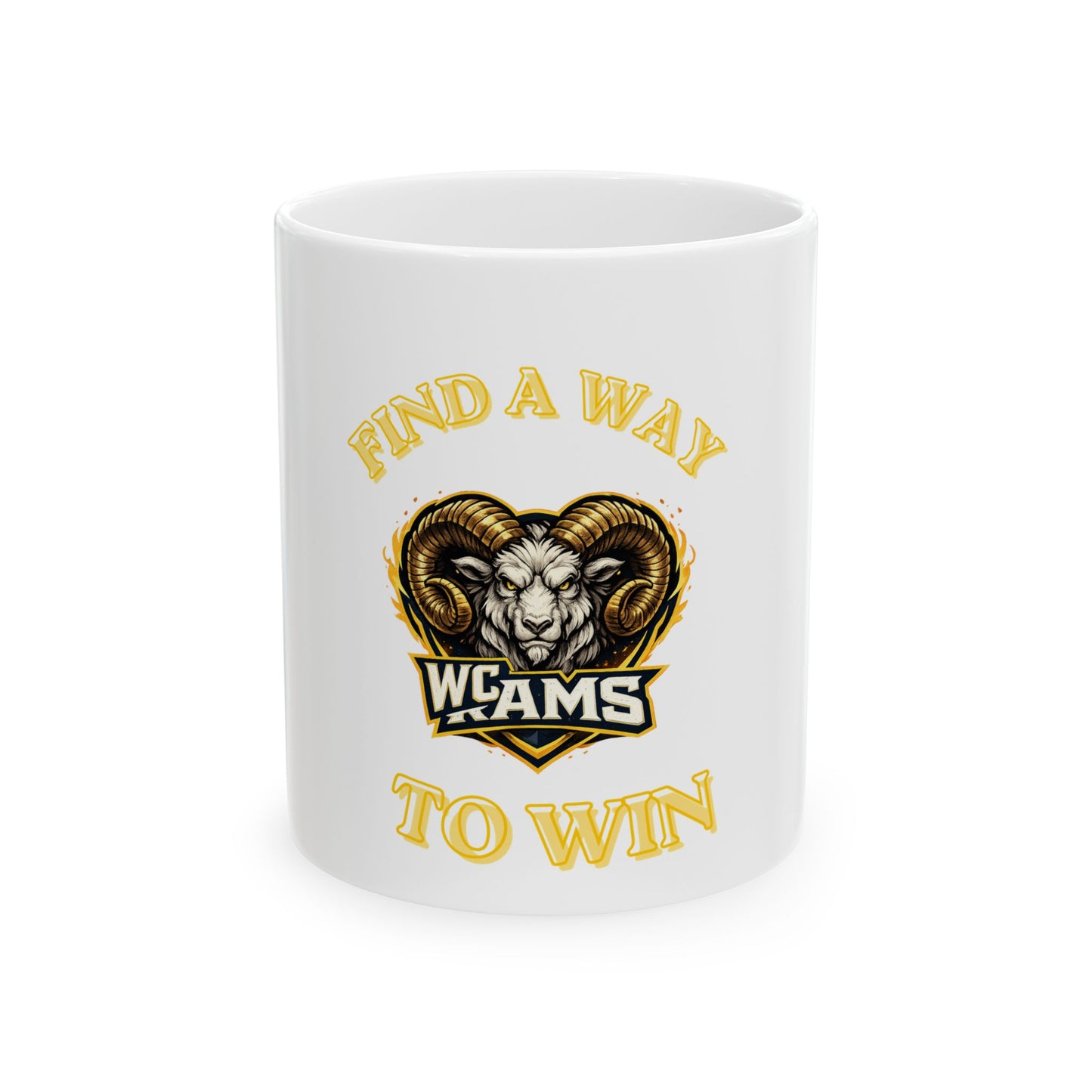 Find A Way To Win Rams Ceramic Mug – School Spirit Coffee Cup (11oz/15oz)