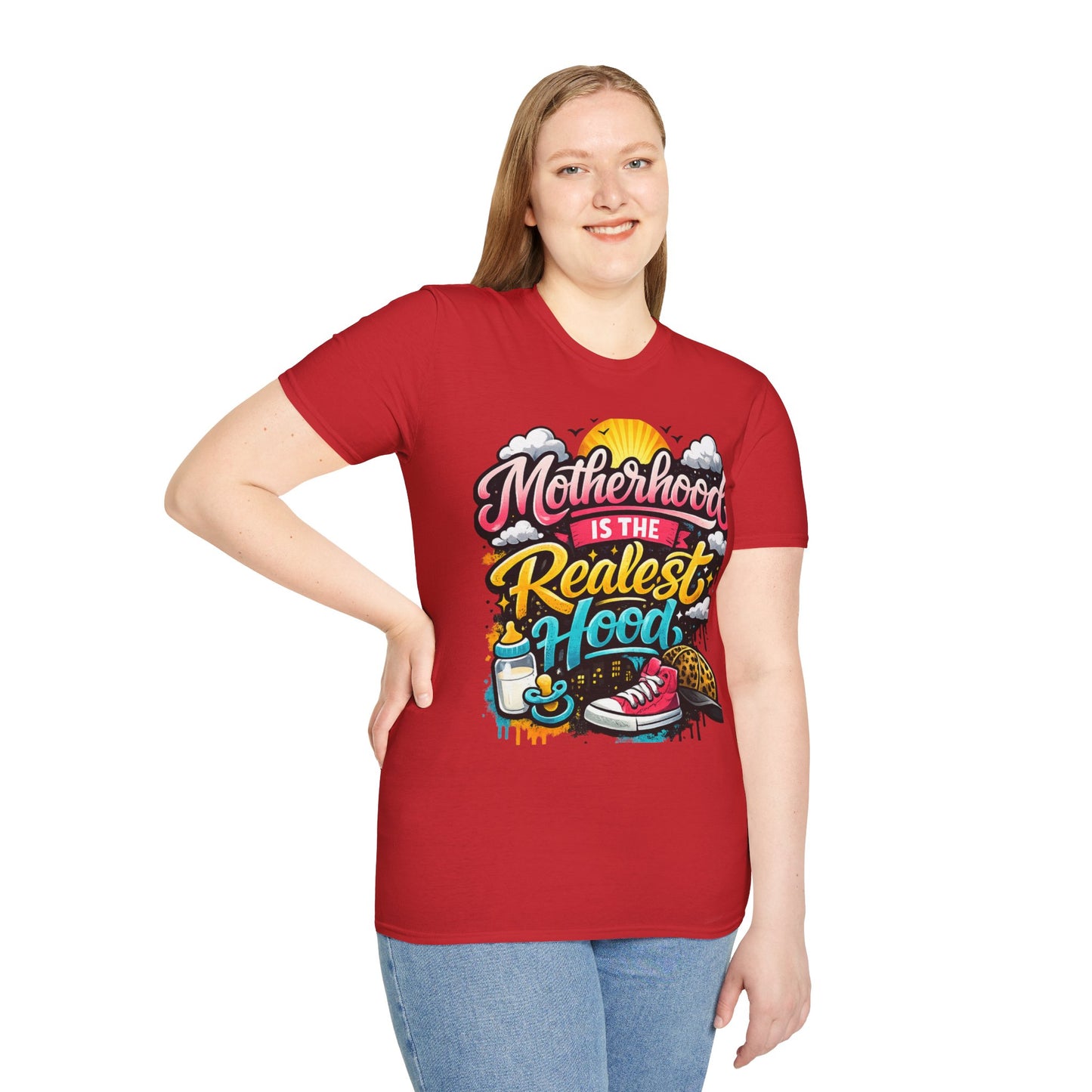 Motherhood Is The Realest Hood T-Shirt — Funny Mom Life Graphic Tee