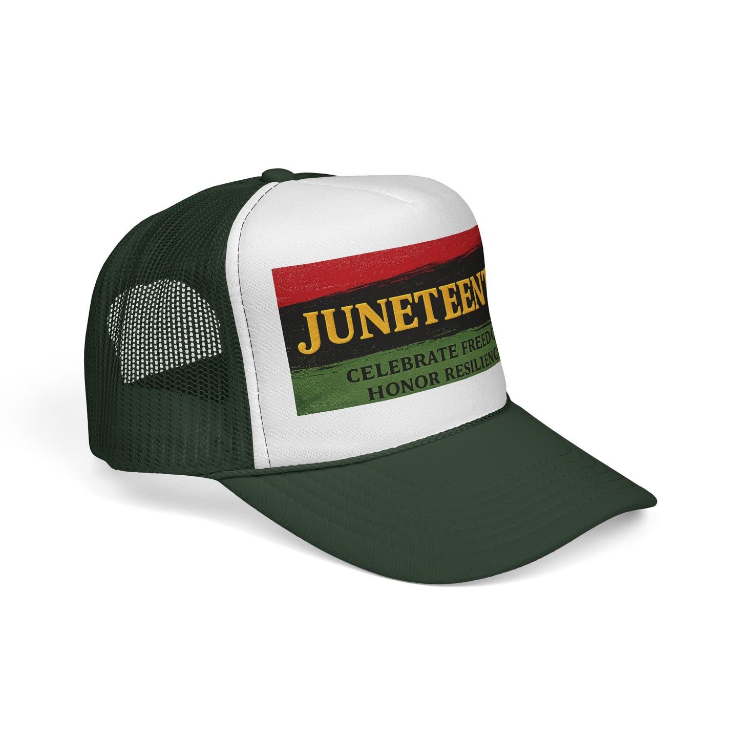 Juneteenth Trucker Cap — "Celebrate Freedom. Honor Resilience." Mesh Hat