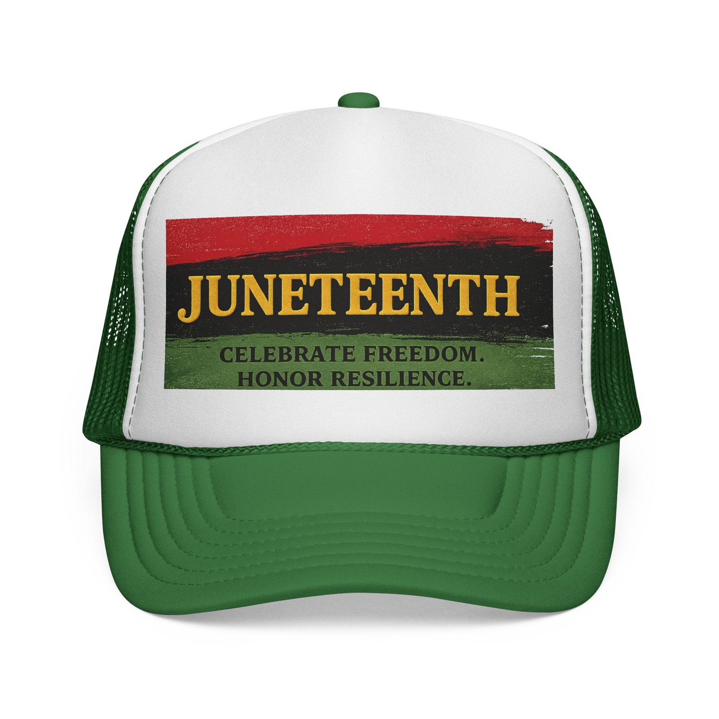 Juneteenth Trucker Cap — "Celebrate Freedom. Honor Resilience." Mesh Hat