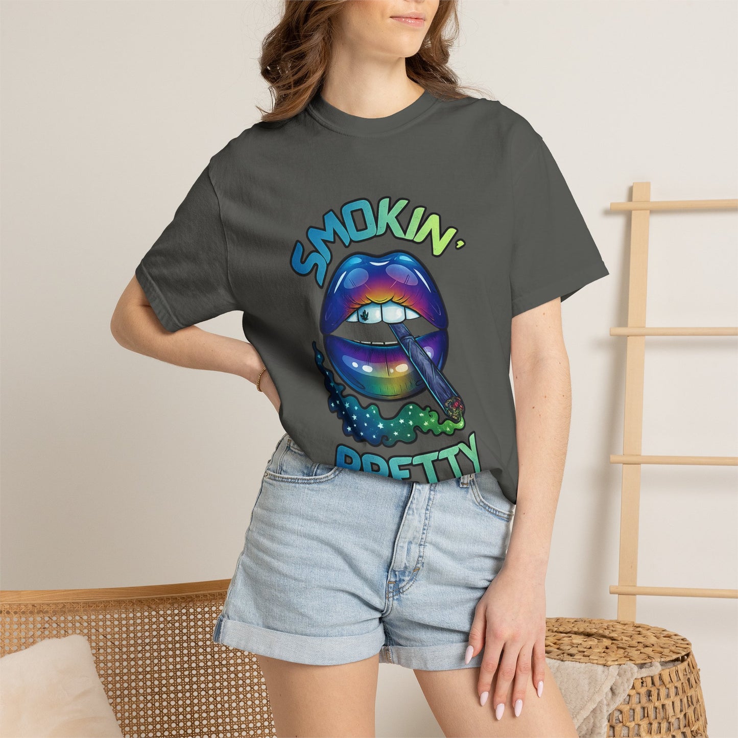 Smokin' Pretty Rainbow Lip Graphic T-Shirt