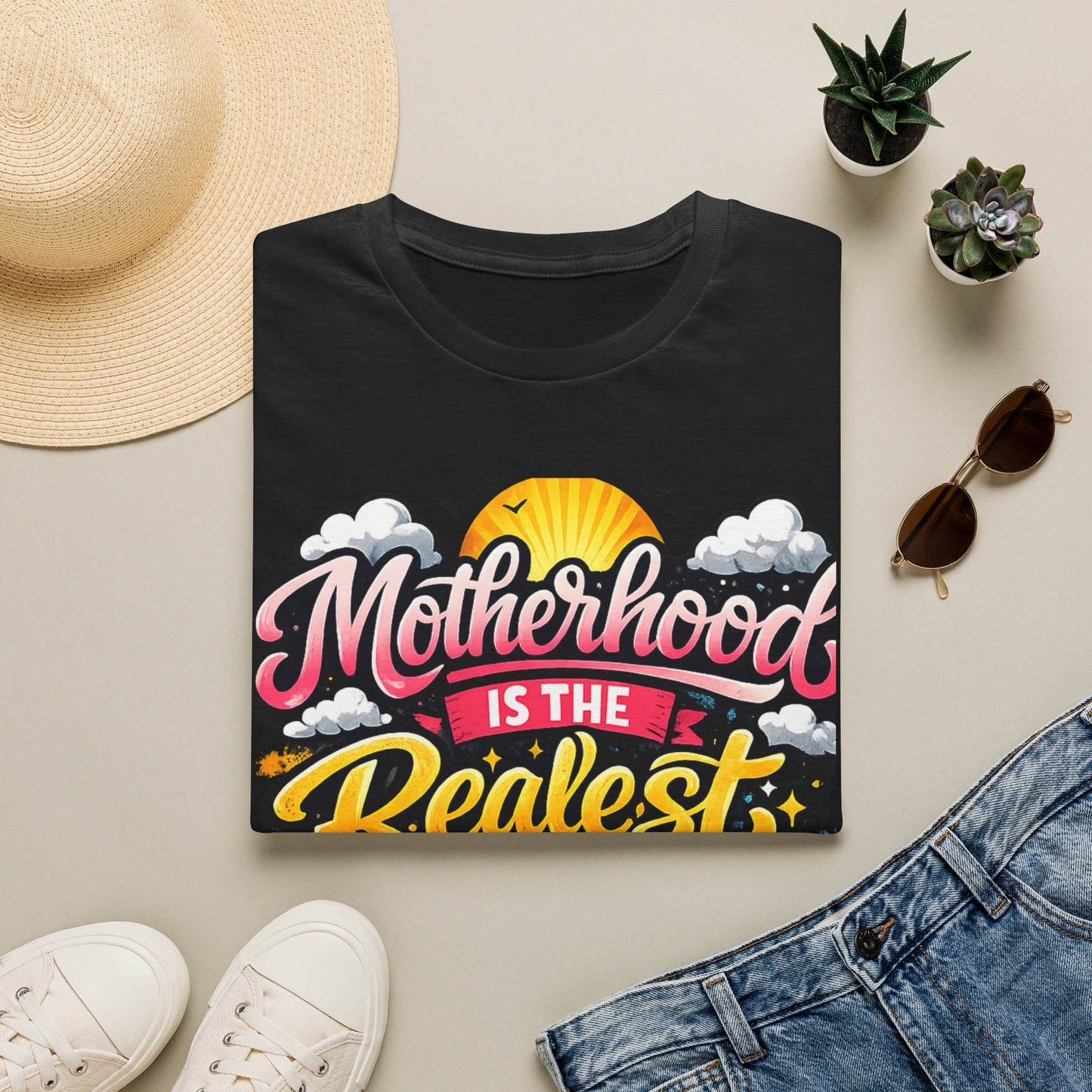Motherhood Is The Realest Hood T-Shirt — Funny Mom Life Graphic Tee