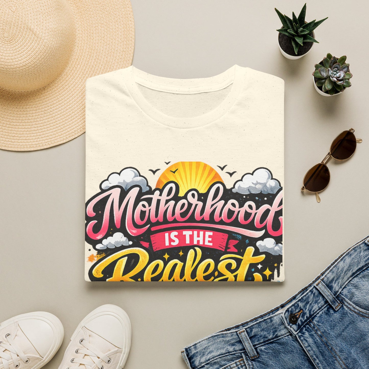 Motherhood Is The Realest Hood T-Shirt — Funny Mom Life Graphic Tee
