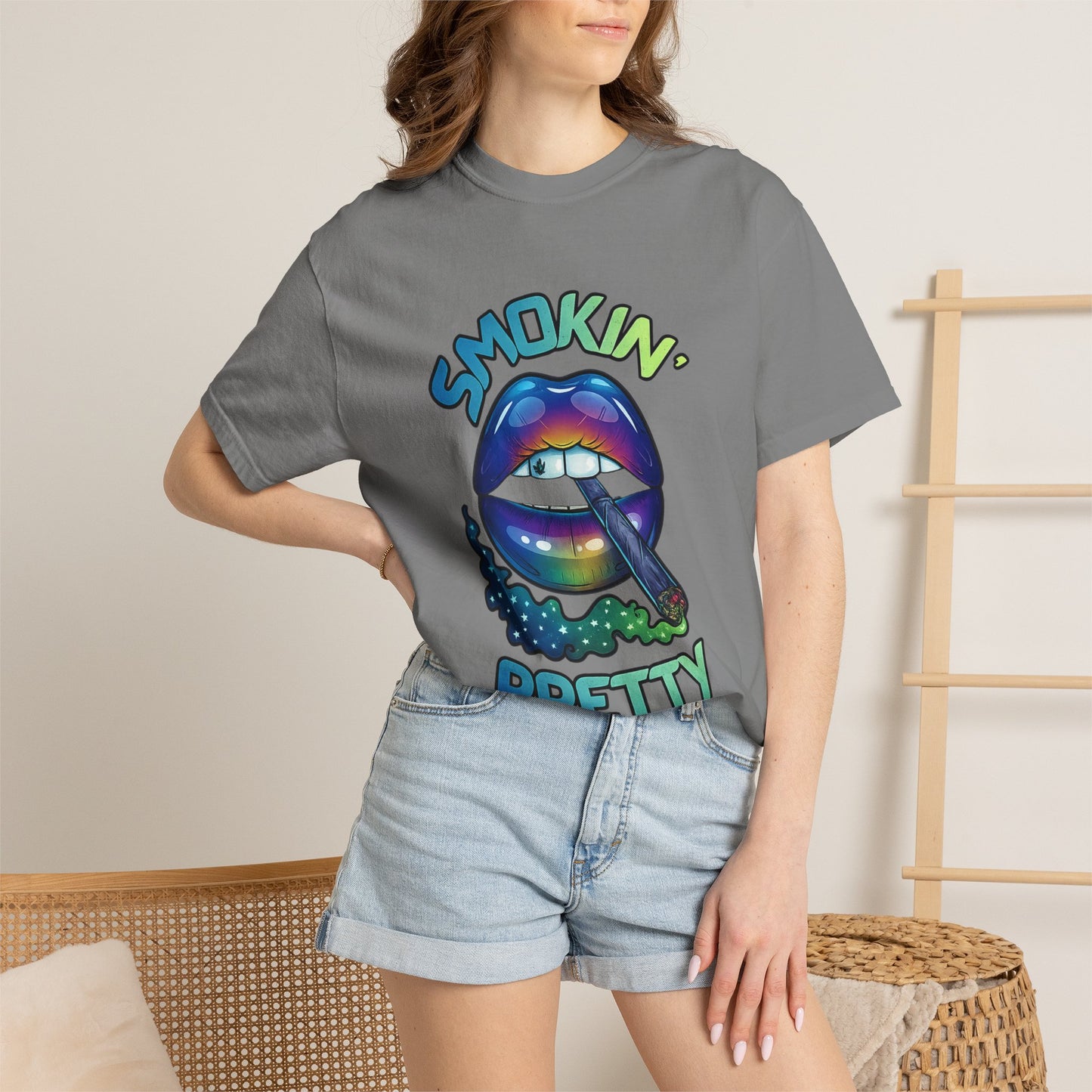 Smokin' Pretty Rainbow Lip Graphic T-Shirt
