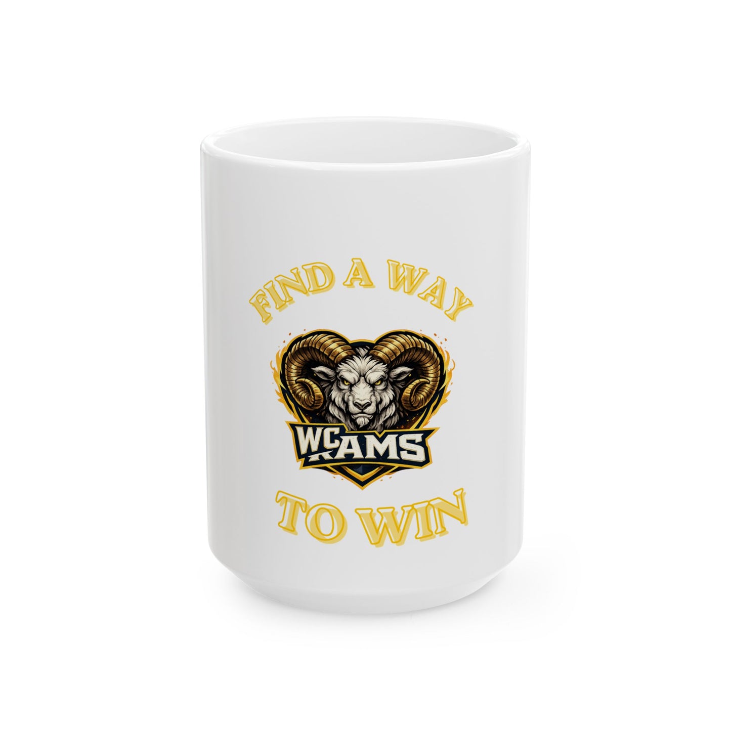 Find A Way To Win Rams Ceramic Mug – School Spirit Coffee Cup (11oz/15oz)