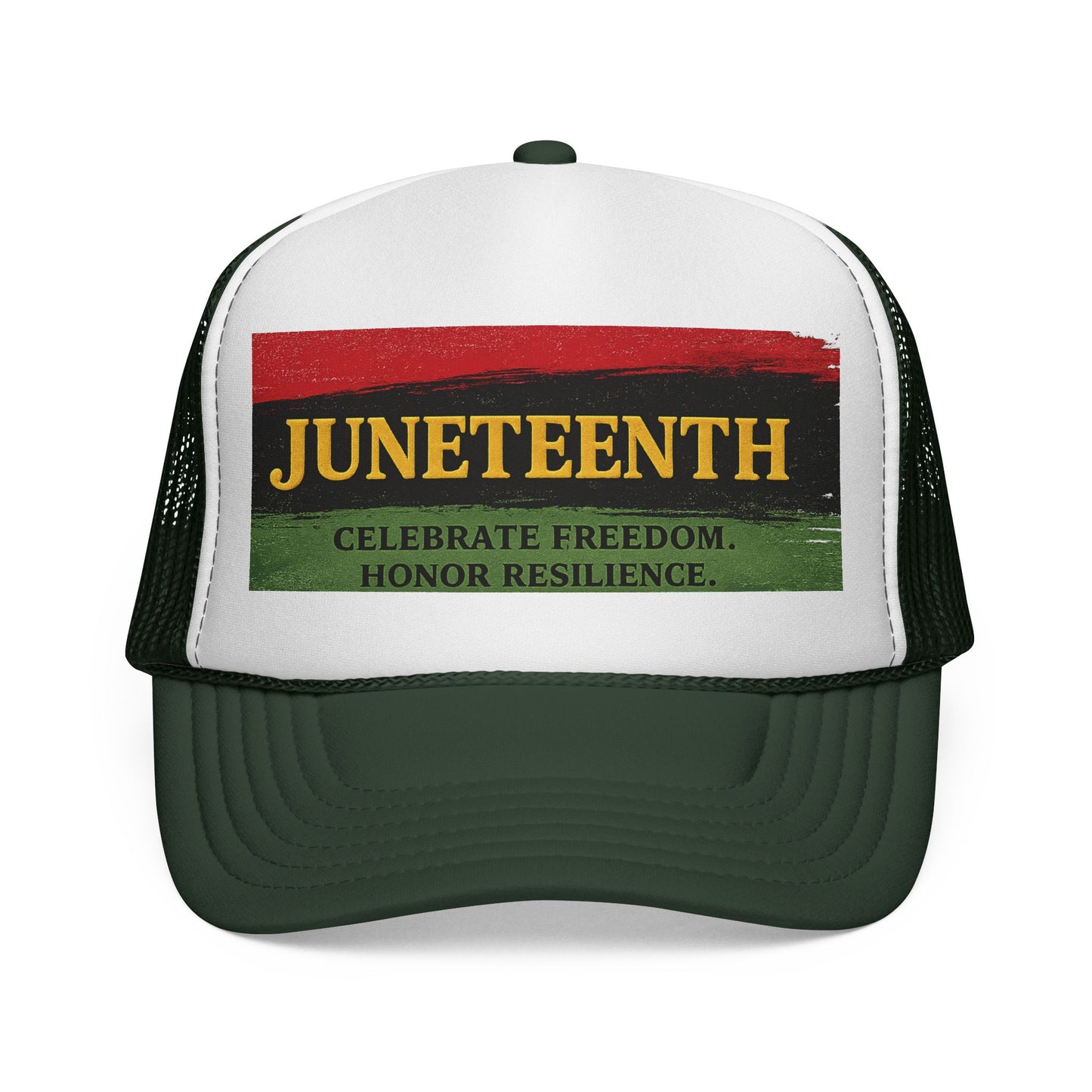 Juneteenth Trucker Cap — "Celebrate Freedom. Honor Resilience." Mesh Hat