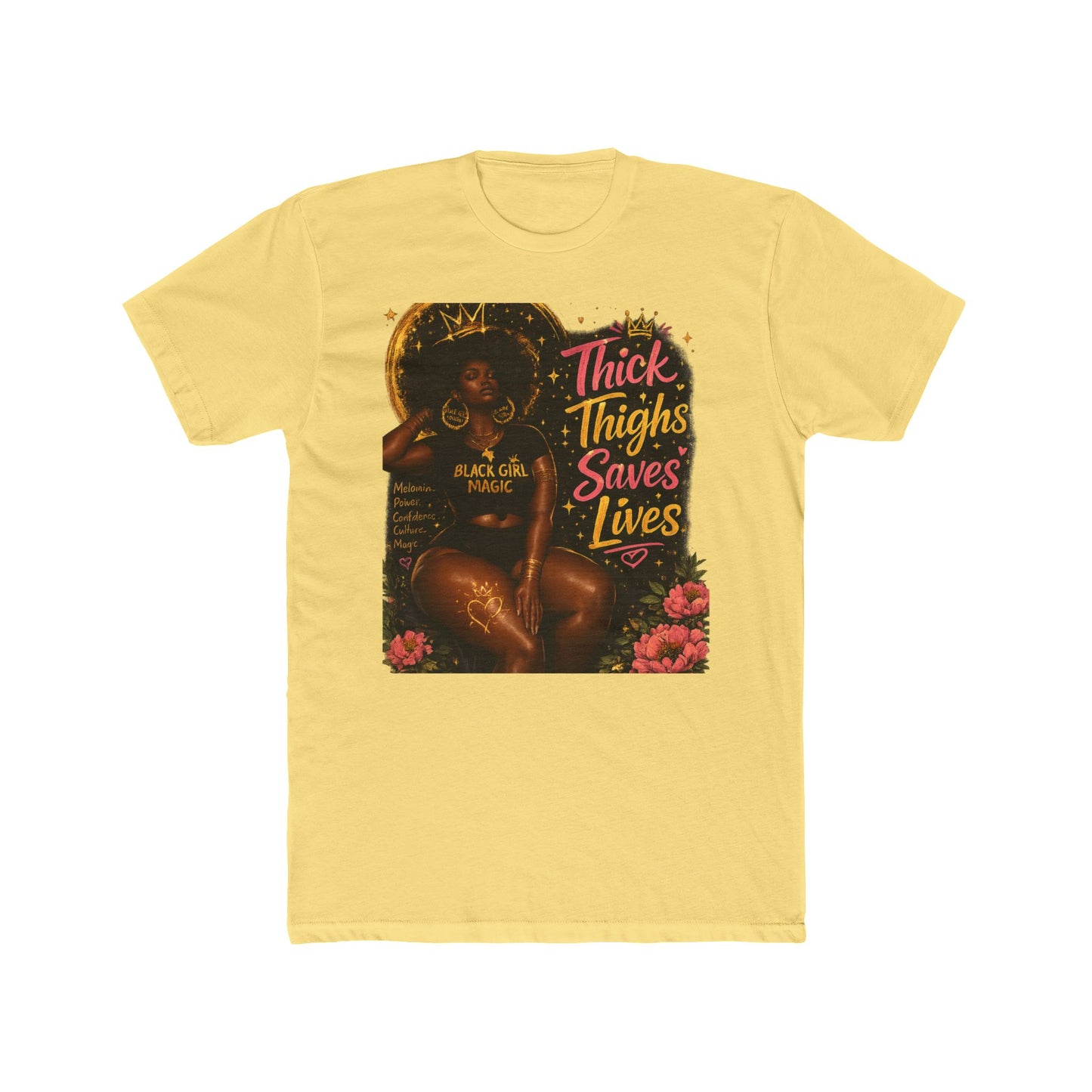 Thick Thighs Save Lives T-Shirt — Black Queen Retro Graphic Tee