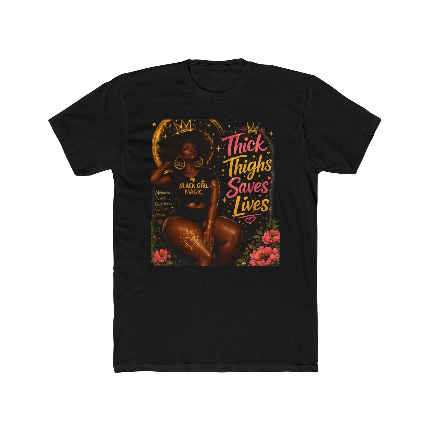 Thick Thighs Save Lives T-Shirt — Black Queen Retro Graphic Tee
