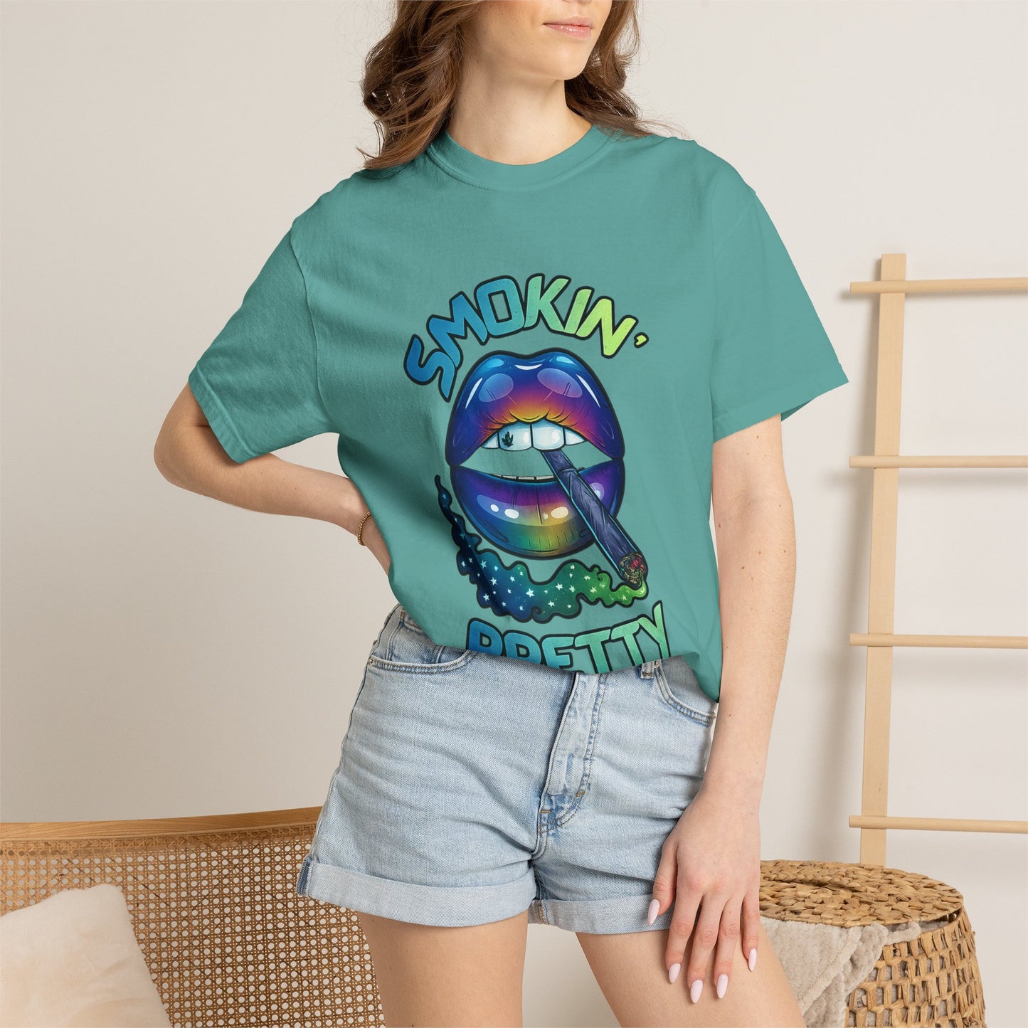 Smokin' Pretty Rainbow Lip Graphic T-Shirt