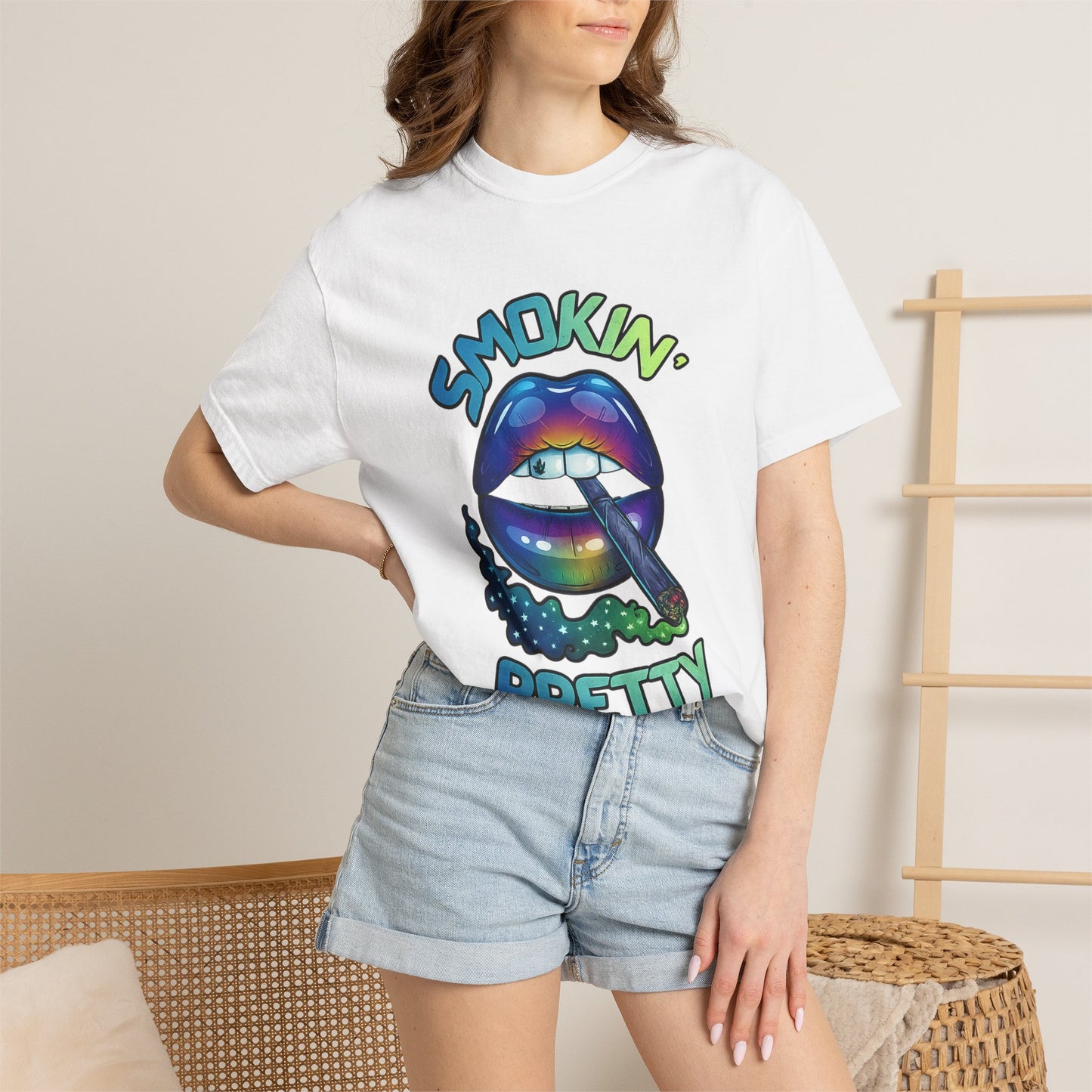 Smokin' Pretty Rainbow Lip Graphic T-Shirt