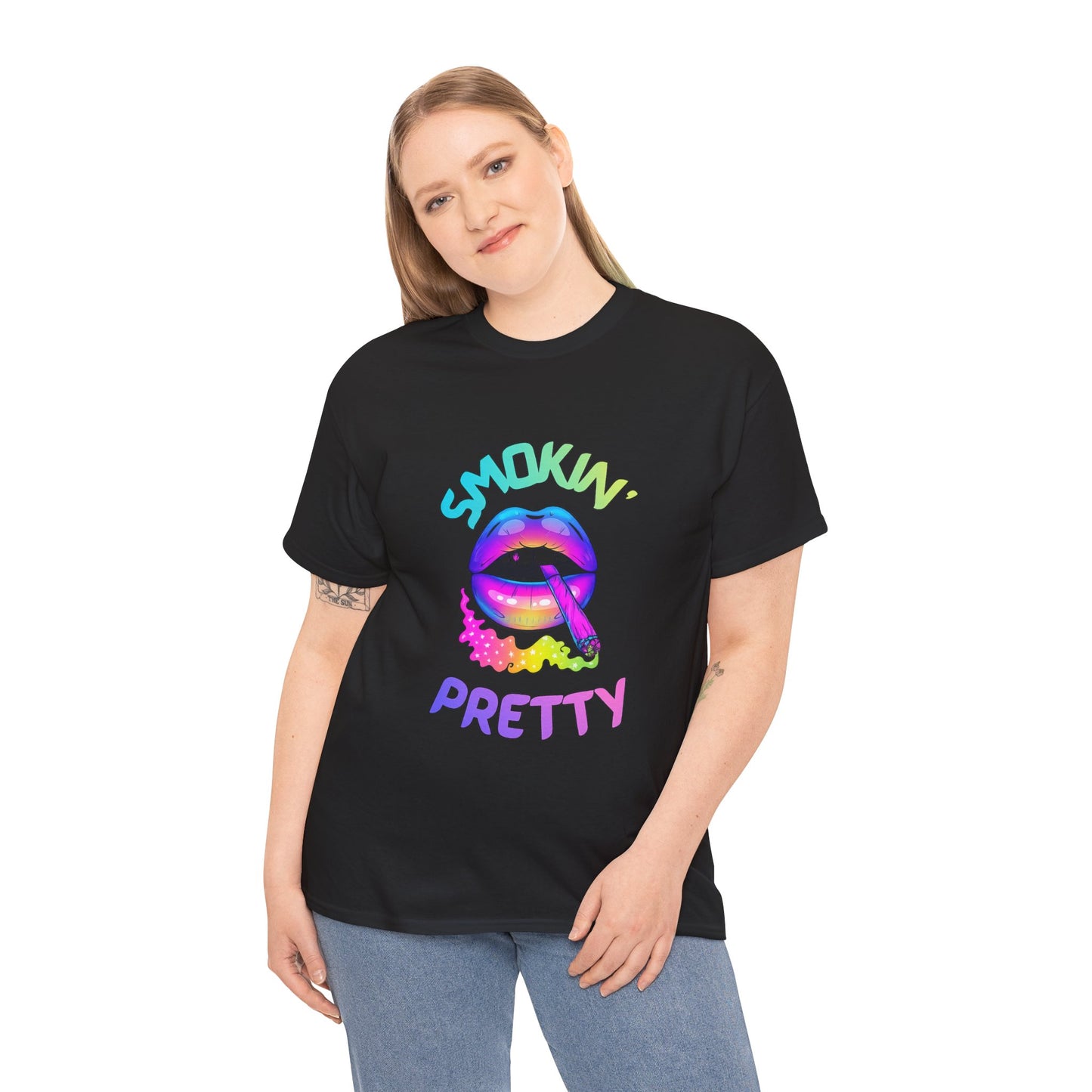 Smokin' Pretty Graphic Tee — Rainbow Lip Design