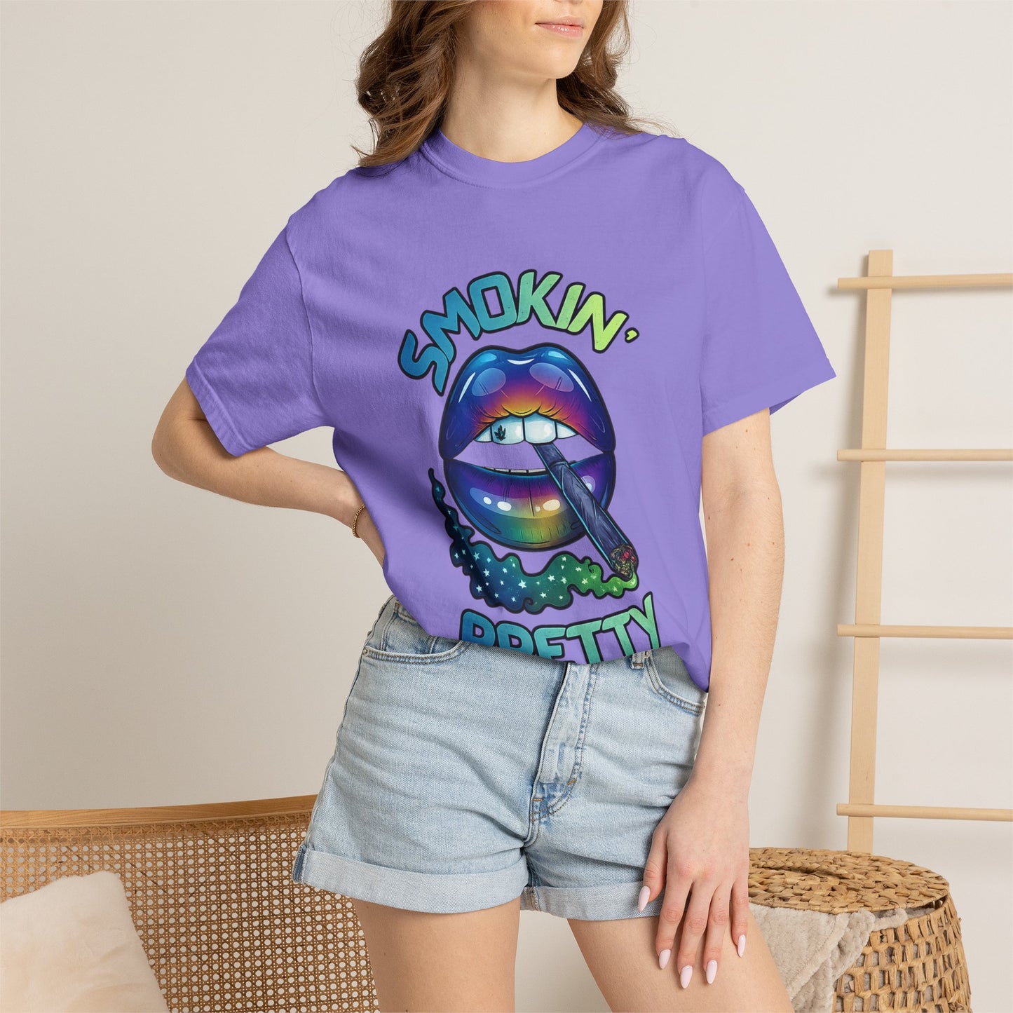 Smokin' Pretty Rainbow Lip Graphic T-Shirt