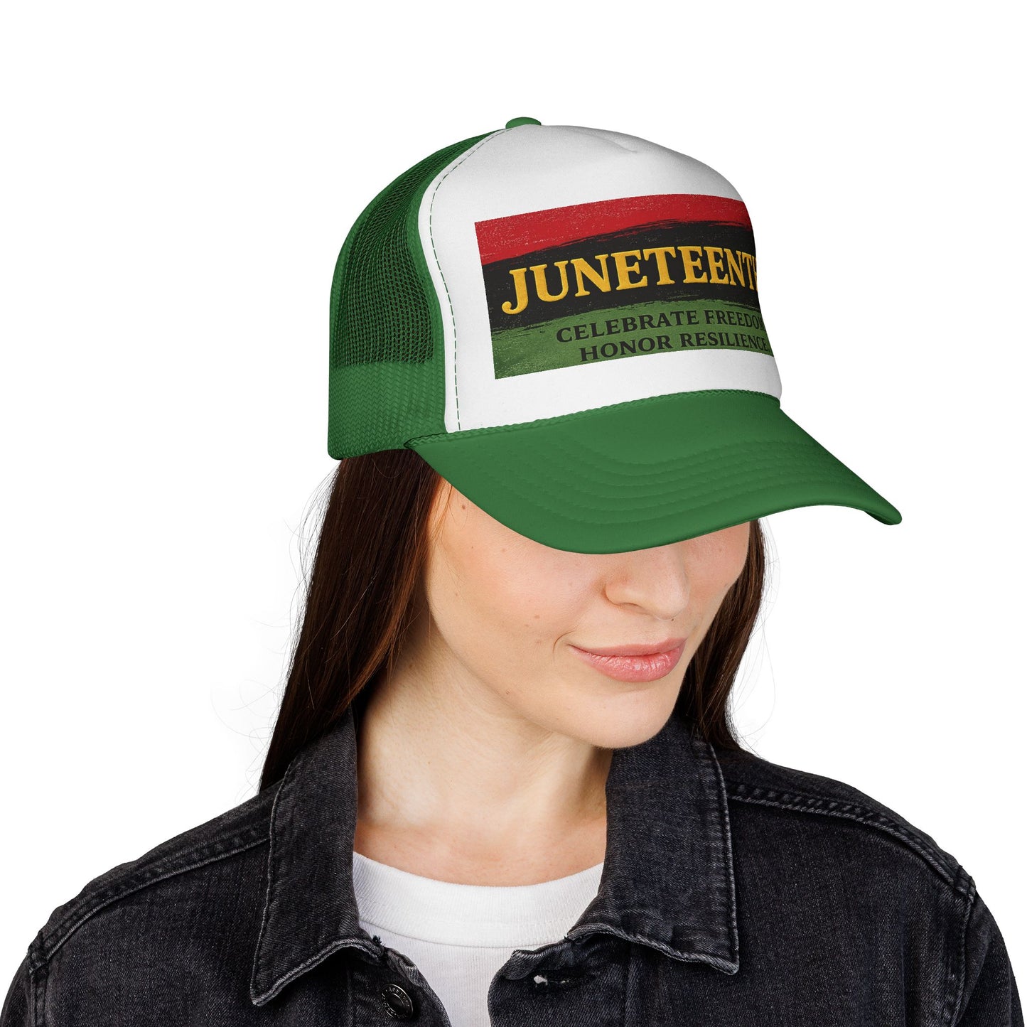 Juneteenth Trucker Cap — "Celebrate Freedom. Honor Resilience." Mesh Hat