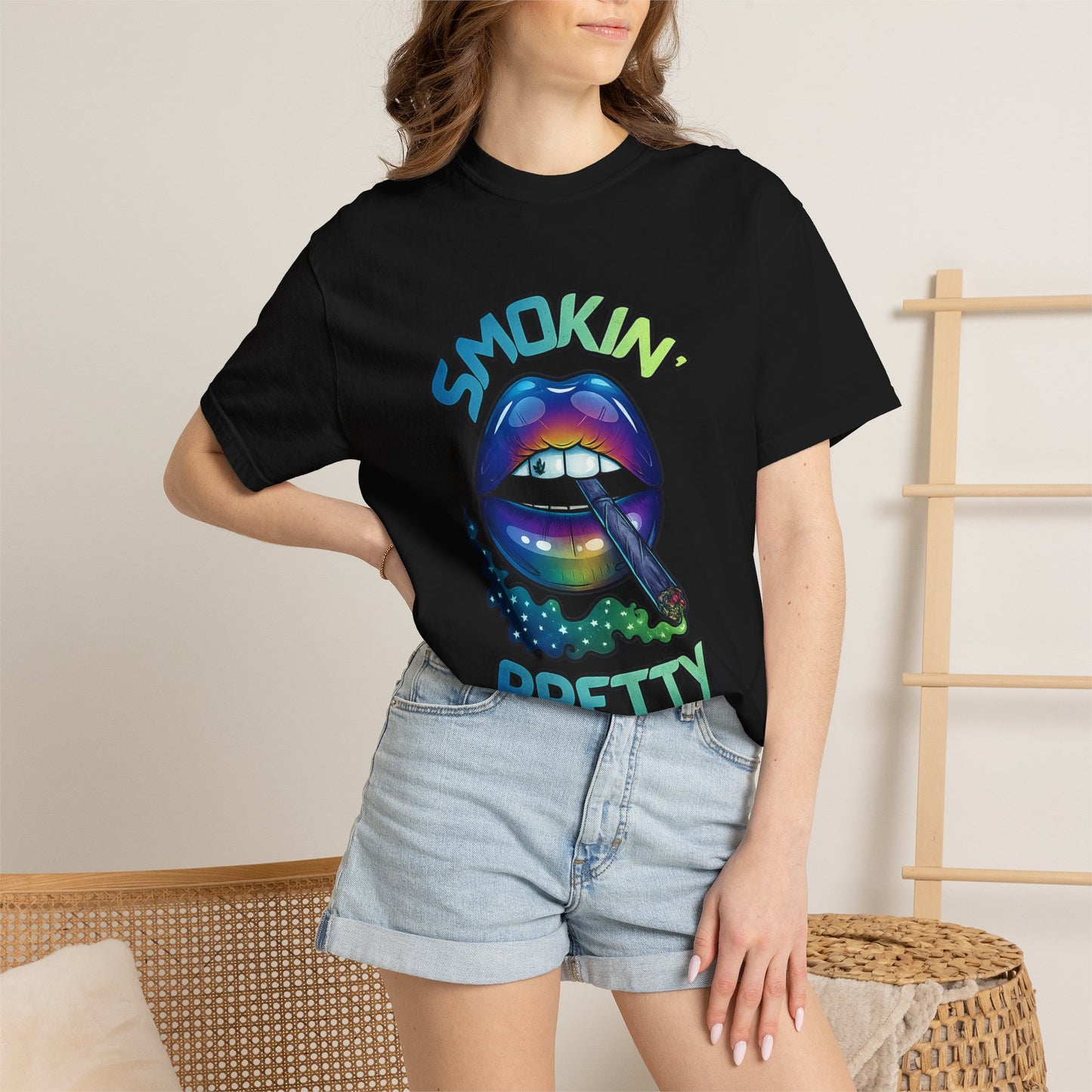 Smokin' Pretty Rainbow Lip Graphic T-Shirt